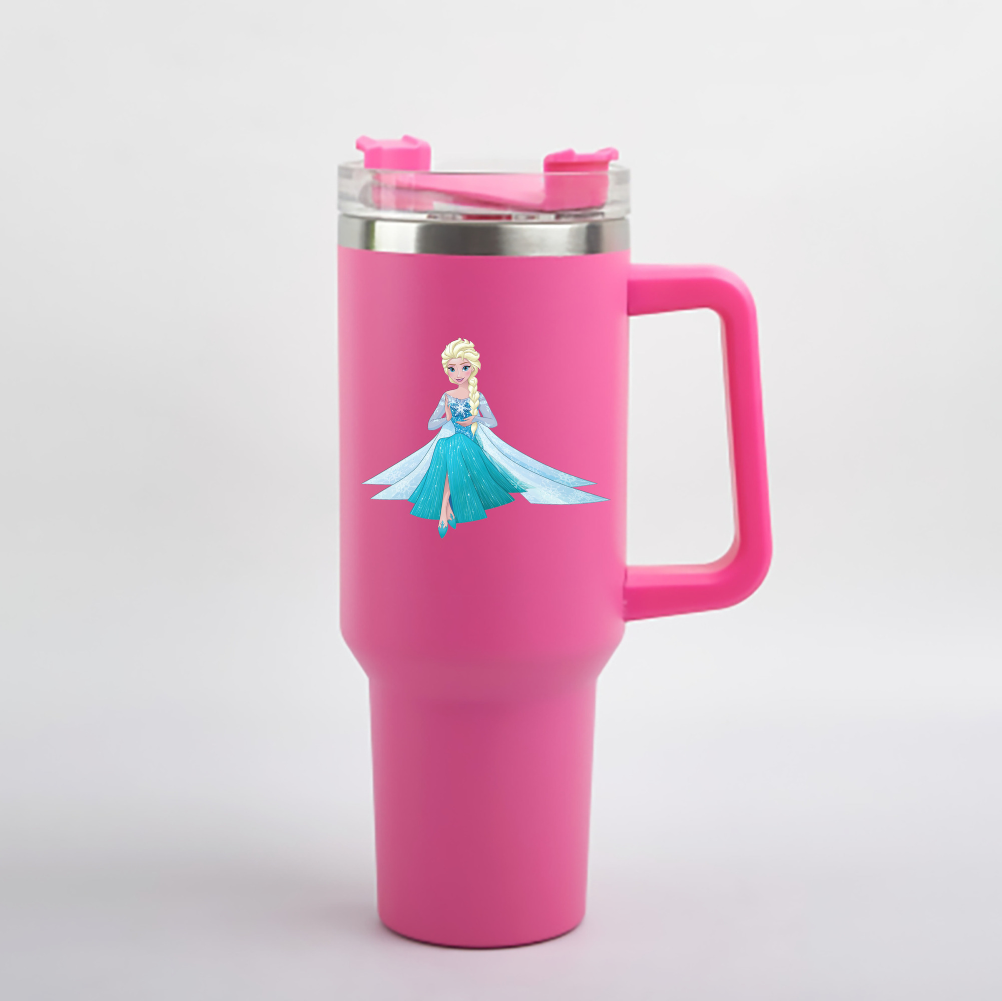 （画像用） アナと雪の女王 アンナ エルサ Frozen Anna Elsa 1200mL車用タンブラー - クリスタルステッカー（プラスチックストロー付き）